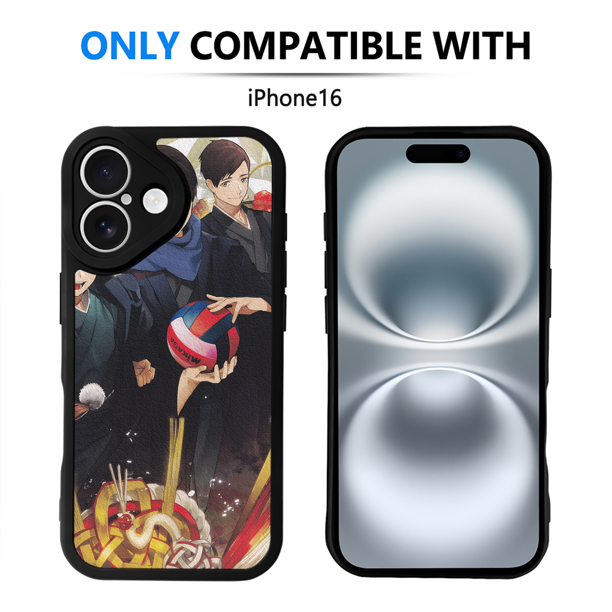 （画像用） ハイキュー!! Haikyu!! 【iPhone 16シリーズ対応】シリコンスマホケース（レザー調） 材質：シリコン